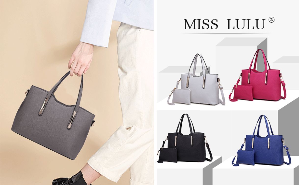 Moda Miss Lulu Bolsas de Señoras Moda Cuero Pu 2 Piezas Totalizador Bolsos