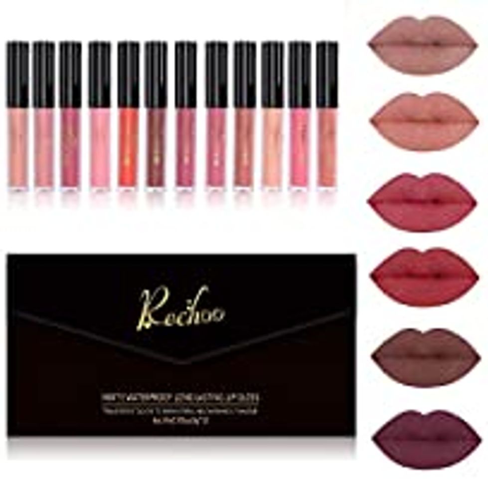 Beauty Rechoo 12 Pcs Barra de Labios Mate/Superstay Matte Pintalabios Maquillaje de Belleza