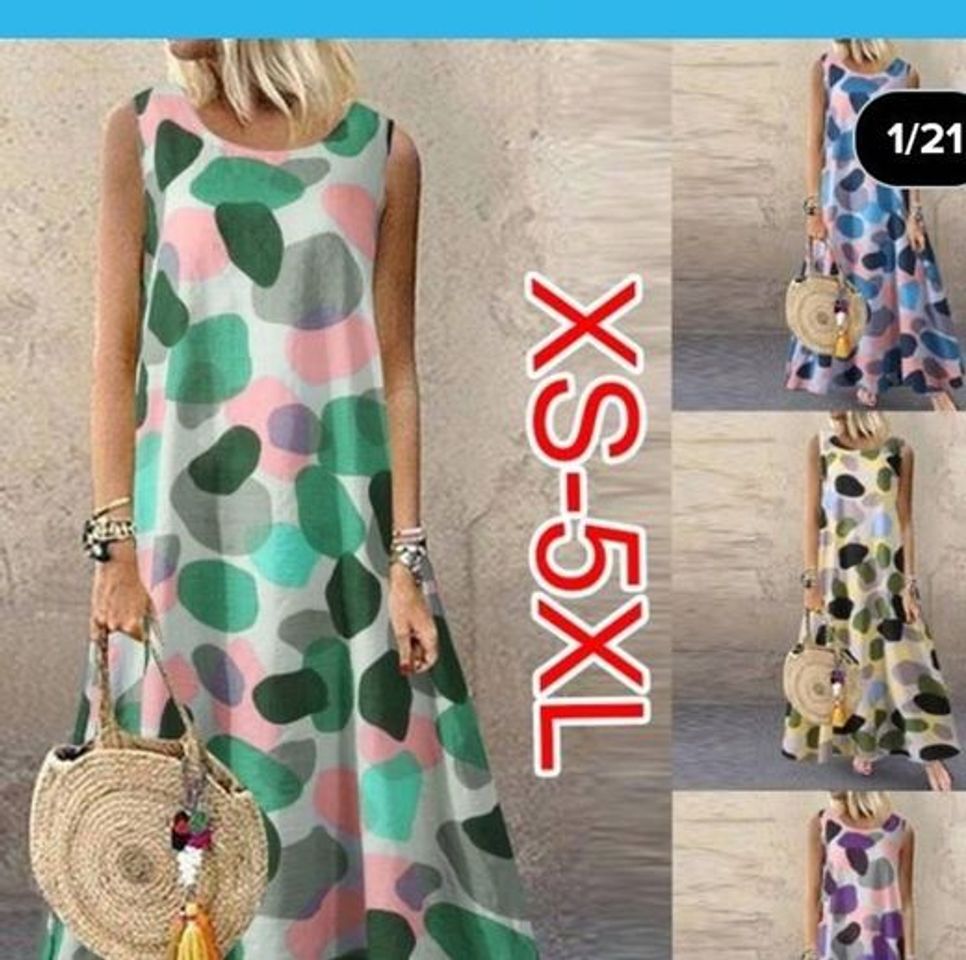 Fashion Printed Dress Women Summer Sleeveless Cotton Long Dress Slee