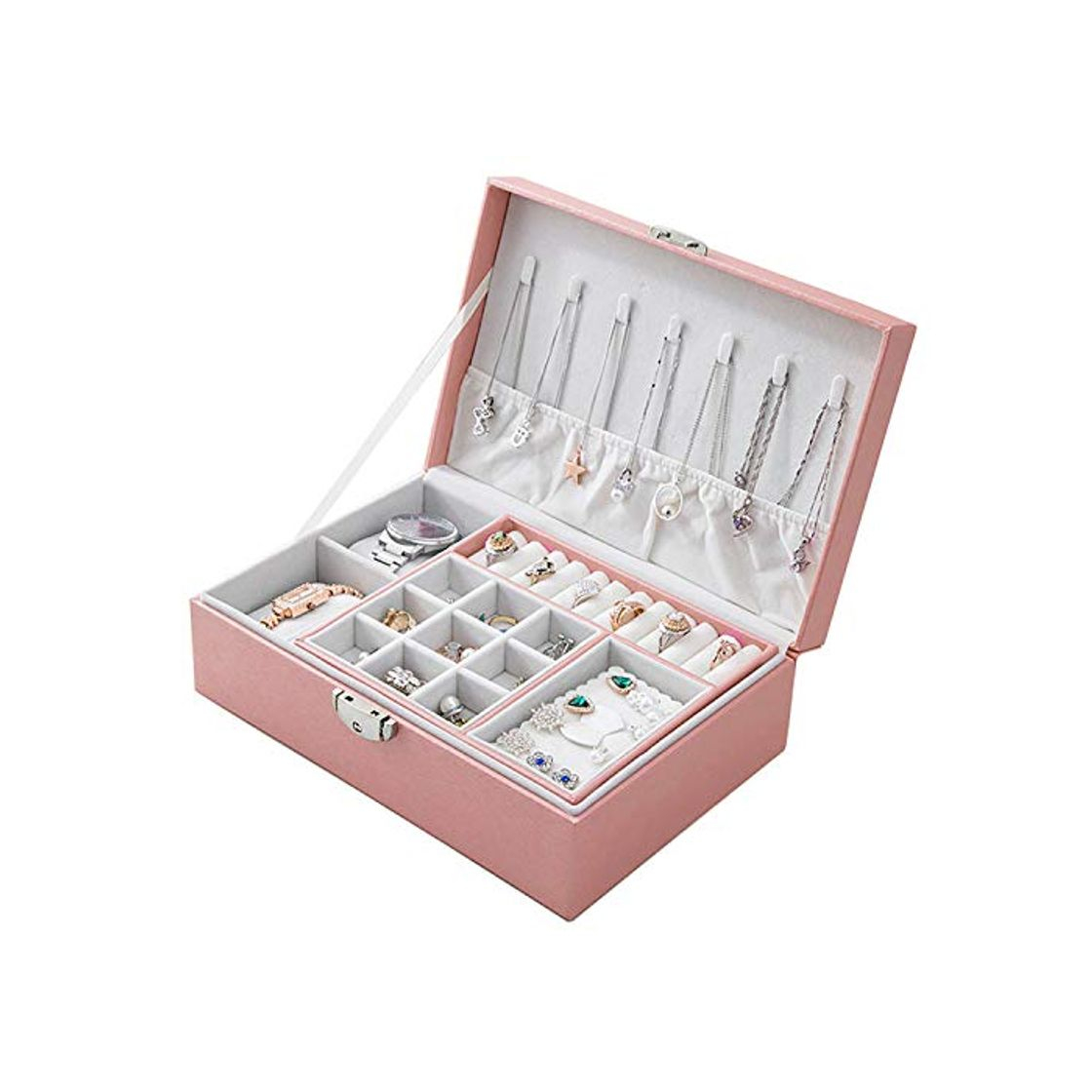 Belleza EKKONG Caja Joyero para Mujer, Jewelry Organizer Caja de Joyas de Cuero