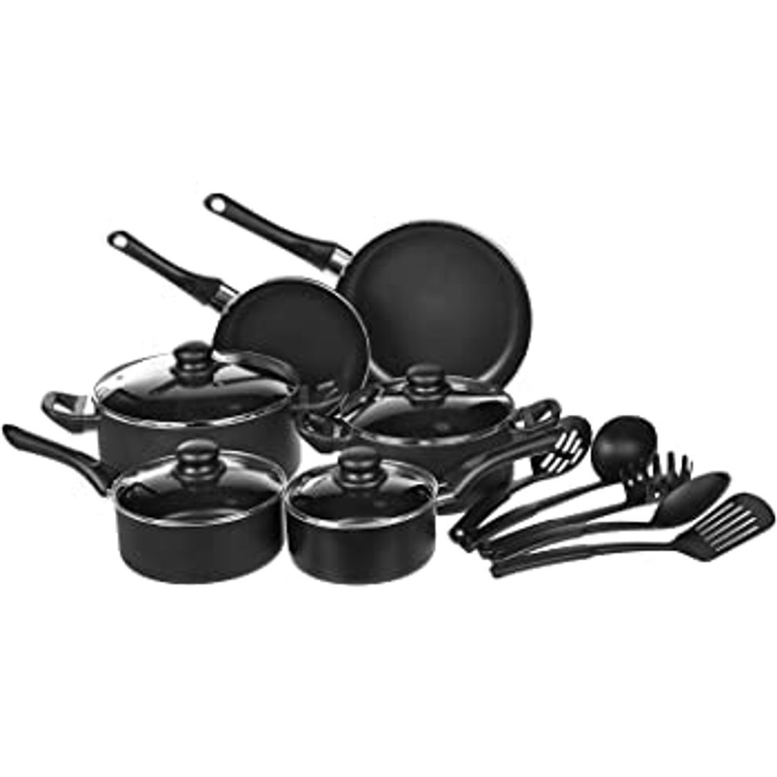 Social AmazonBasics - Juego de utensilios de cocina antiadherentes
