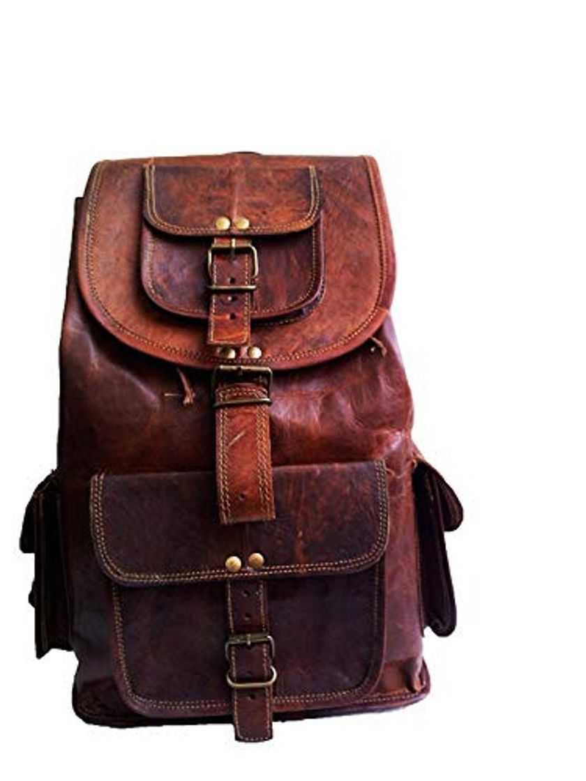 Social 46 Cm Mochila Backpack Salveque Morral Valija De Cuero Piel Marrón para