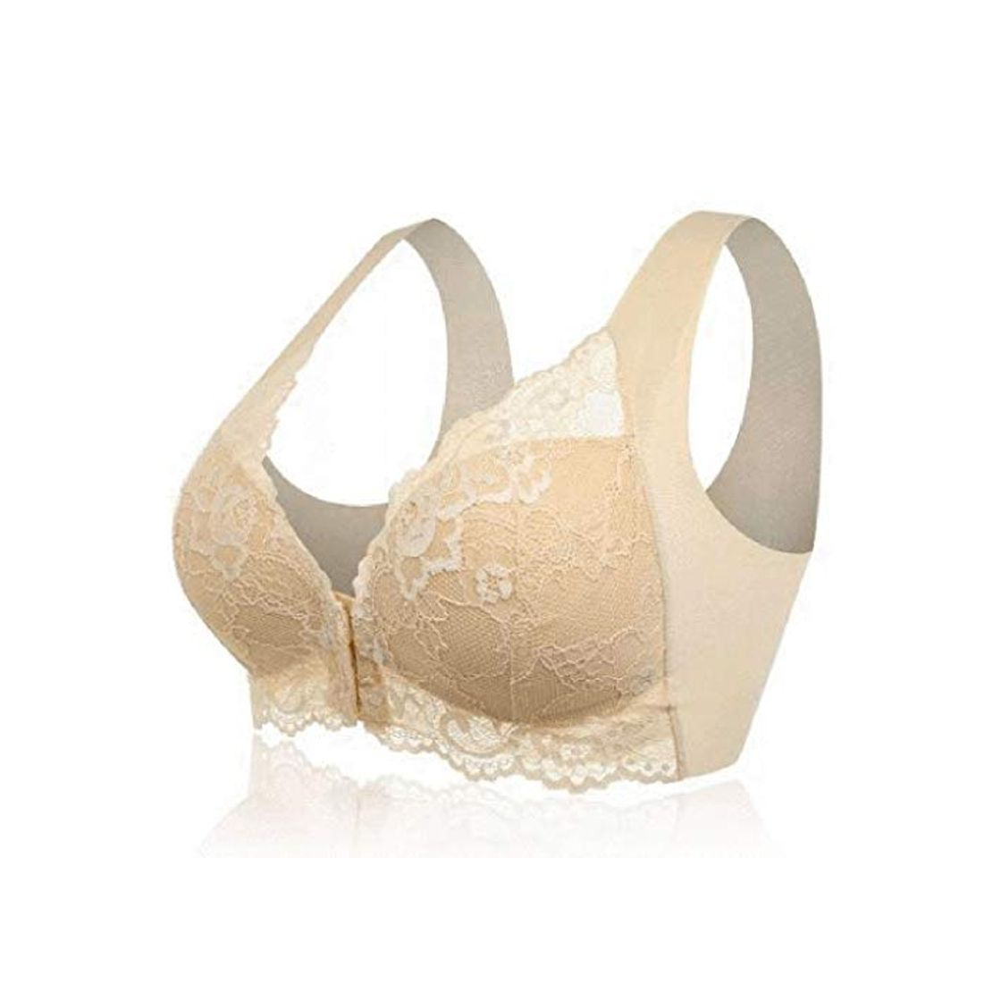 Social Reooly Ajustable super elástico delantero transpirable lado del cordón sujetador para Mujer C Beige