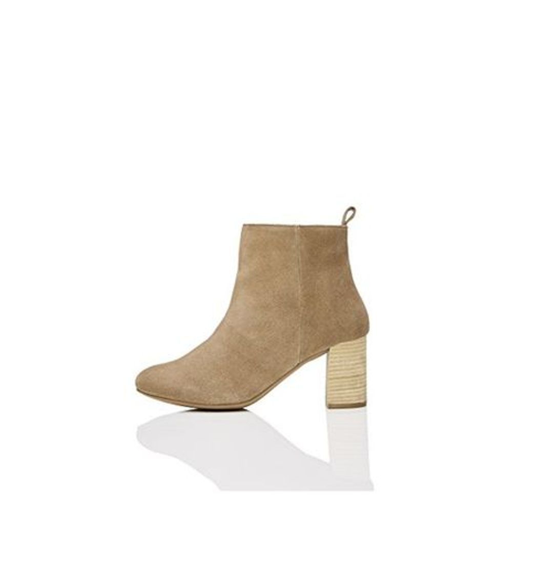 Social find. Botín de Ante con Tacón Mujer, Beige