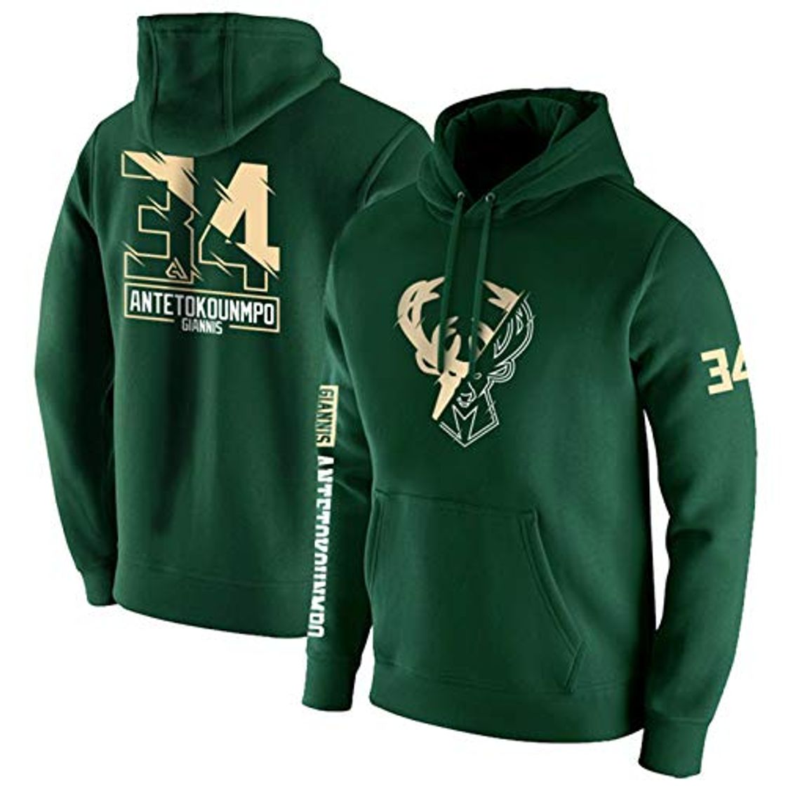 Moda Giannis Antetokounmpo Sudadera con Capucha, Milwaukee Bucks 34# Suéter de Jersey de