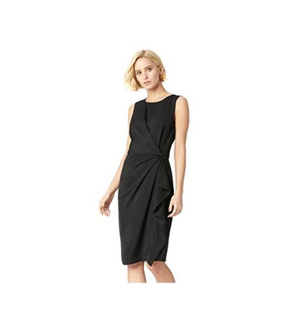 Productos Marca Amazon - TRUTH & FABLE Vestido Túnica Detalle Retorcido Mujer, Negro