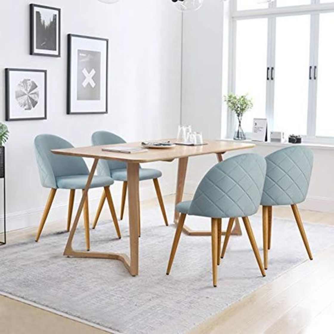 Social CLIPOP - Juego de 4 sillas de comedor de terciopelo con respaldo
