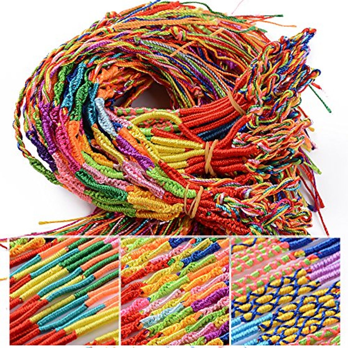 Social 60pcs Pulseras Trenzadas Hilo de Amistad Colores Hechas a Mano para Muñeca