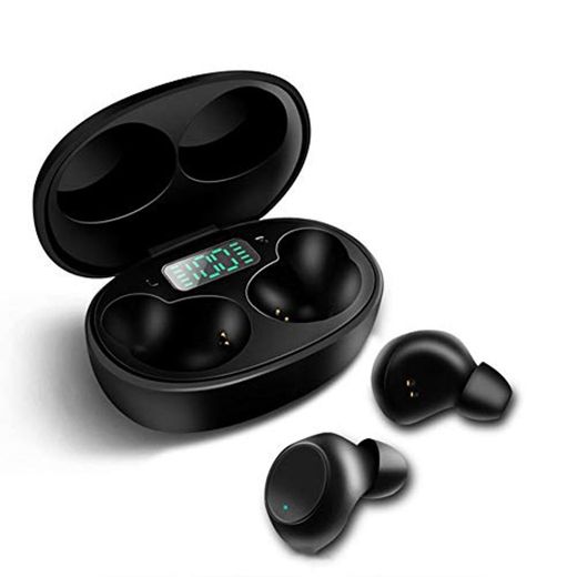 HUSTLE Auriculares Bluetooth 5.0 estéreo binaural Impermeable y Resistente al Sudor Pantalla