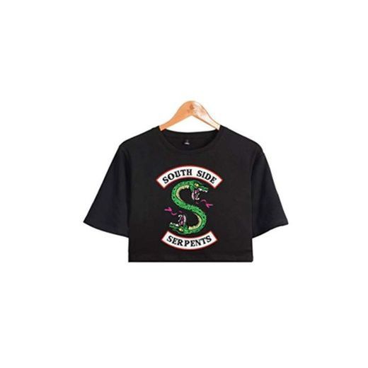 JLTPH Camiseta Mujeres Riverdale South Side Serpents Imprimiendo Crop Top T-Shirts Manga