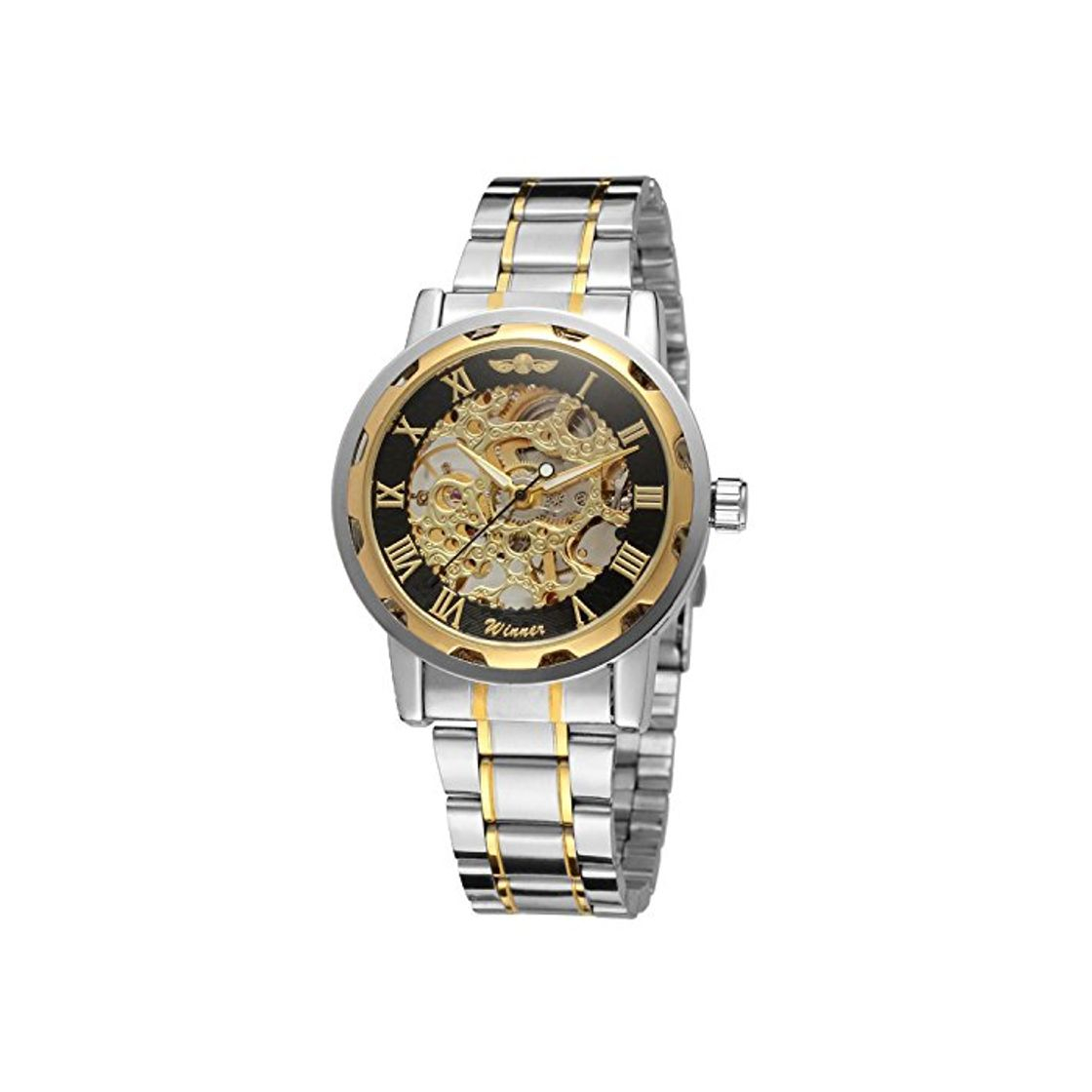 Product Winner Classic Hombres de la correa de acero esfera esqueleto mecánico deporte ejército reloj de pulsera