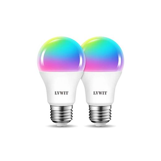 LVWIT Bombillas LED Inteligentes WiFi Regulable 8.5W 806 Lm, Lámpara E27 Multicolor