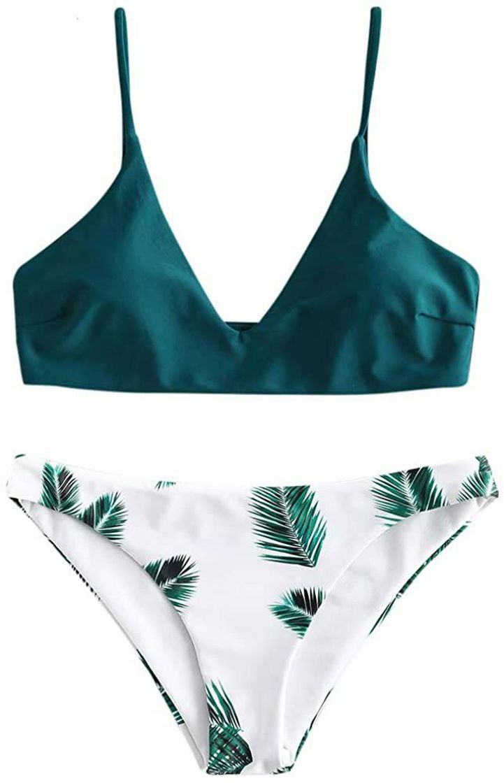 ZAFUL - Traje de baño de mujer con diseño de hojas

