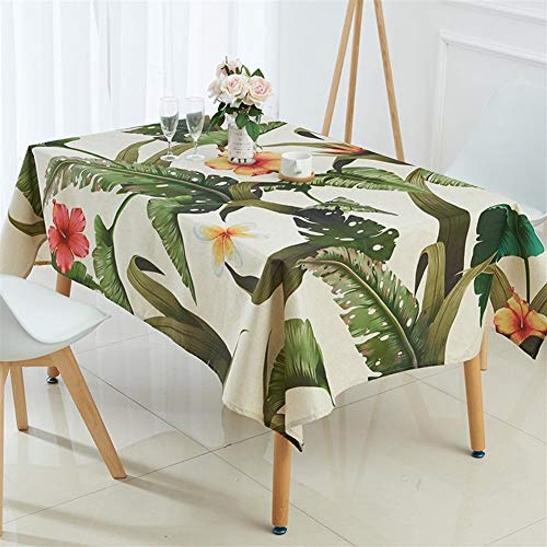 Product Hong-wei Pantalla casa Mantel Tropic Banana Leaf Impermeable Mantel de Mesa Mantel