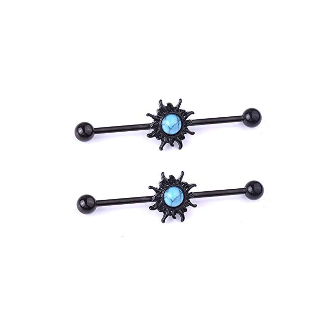 Social Tapón de estiramiento de oreja 2 piezas Unisex 14G Industrial Andamio Barbell Acero quirúrgico Oído Vintage Cartílago Piercing Con azul turquesa Pendientes Conjunto de tornillos Tornillo Cuerpo Pierci