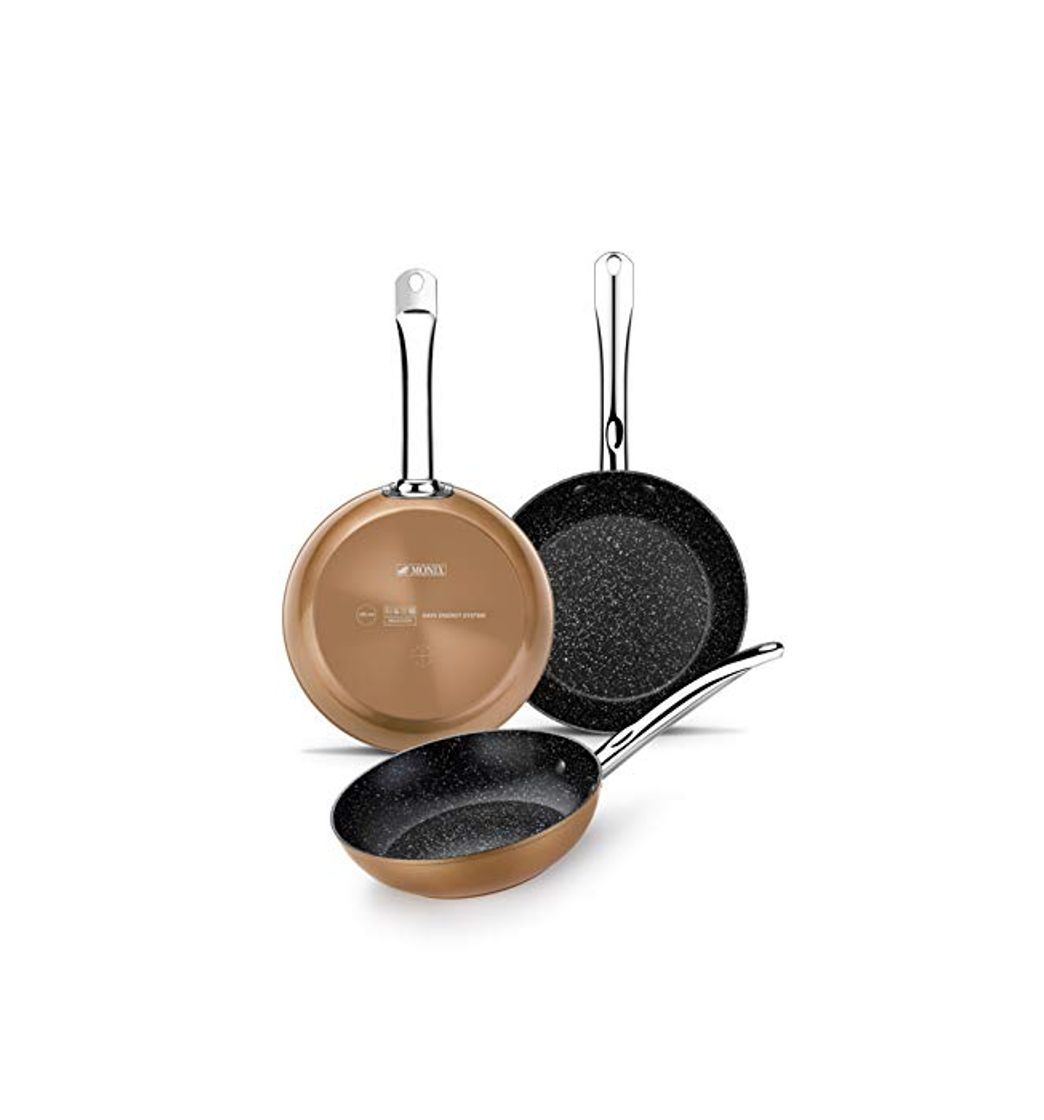 Social Monix Copper - Set de 3 Sartenes Efecto Cobre