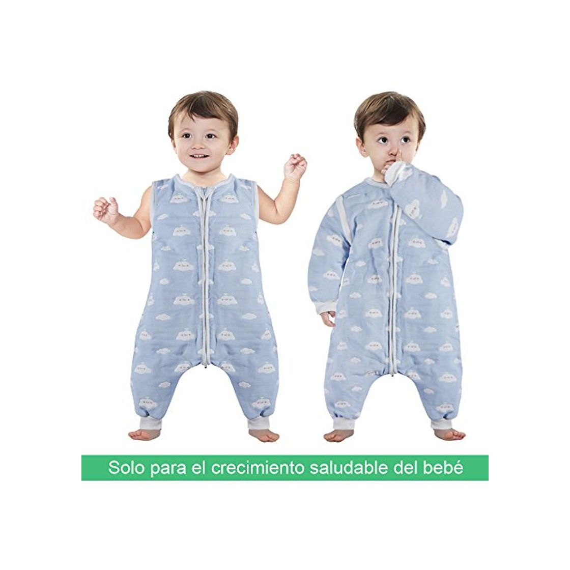 Moda Lictin Saco de dormir para bebés con mangas extraíbles para bebés Niños