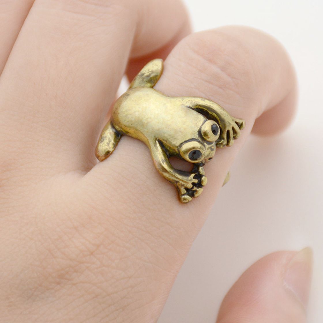 Moda SALAN Hippie Frog Anillos De Animales para Mujeres Anel Prince Frog Toad Metal Wrap Anillo Anillo De Boda Hombres Grilfriend Fiesta Regalos