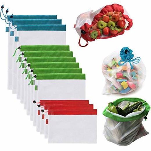 OUNONA Bolsas Compra Reutilizables Ecológicas Bolsa de Malla para Almacenamiento Fruta Verduras