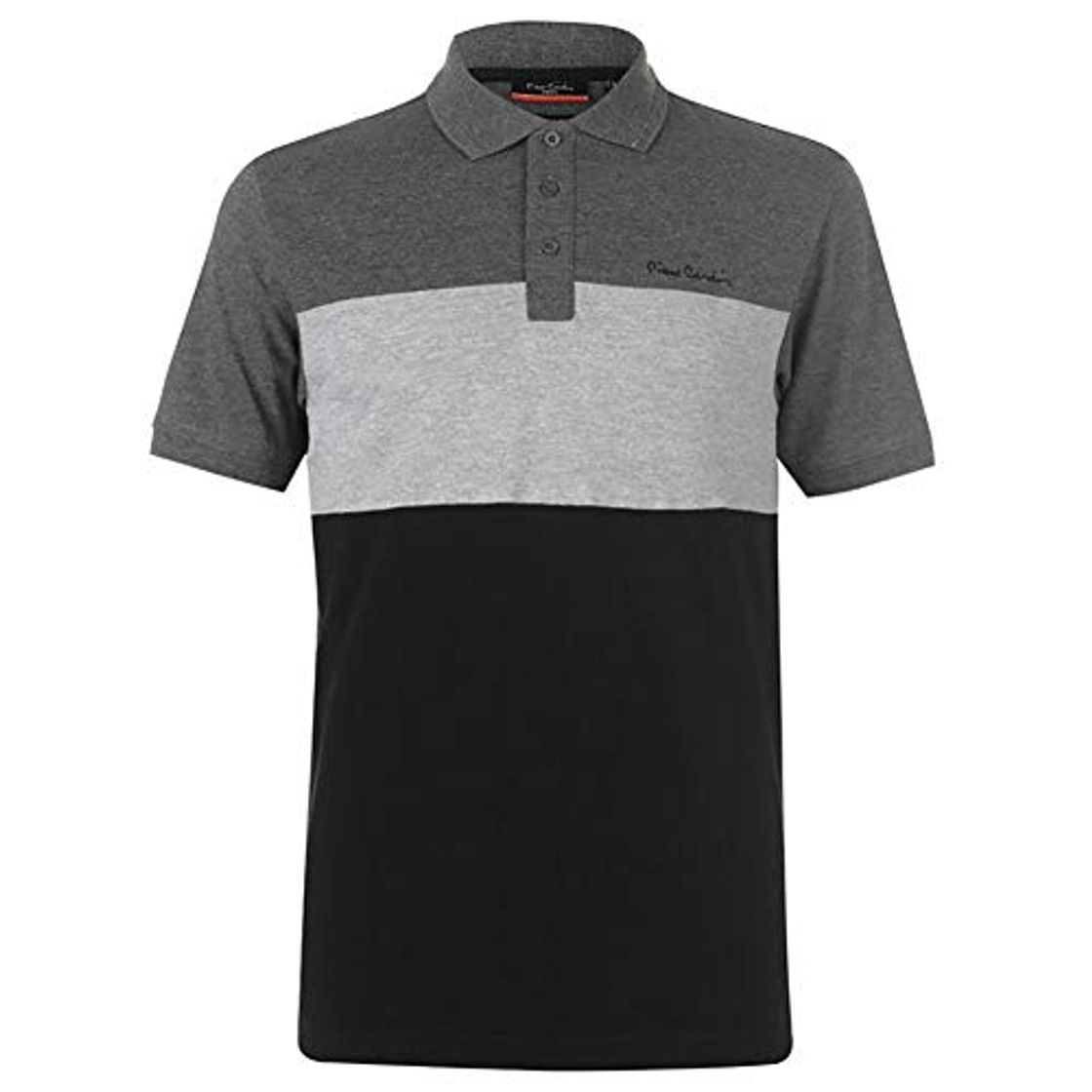 Moda Pierre Cardin Hombre 100% Algodón Polo de Rayas Pique con Bordado de