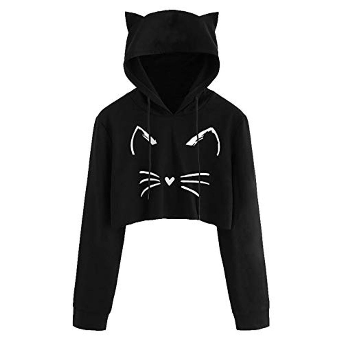 Social Gato Oreja Rocío Ombligo Sudadera Cortas con Capucha para Mujer Adolescentes Chicas