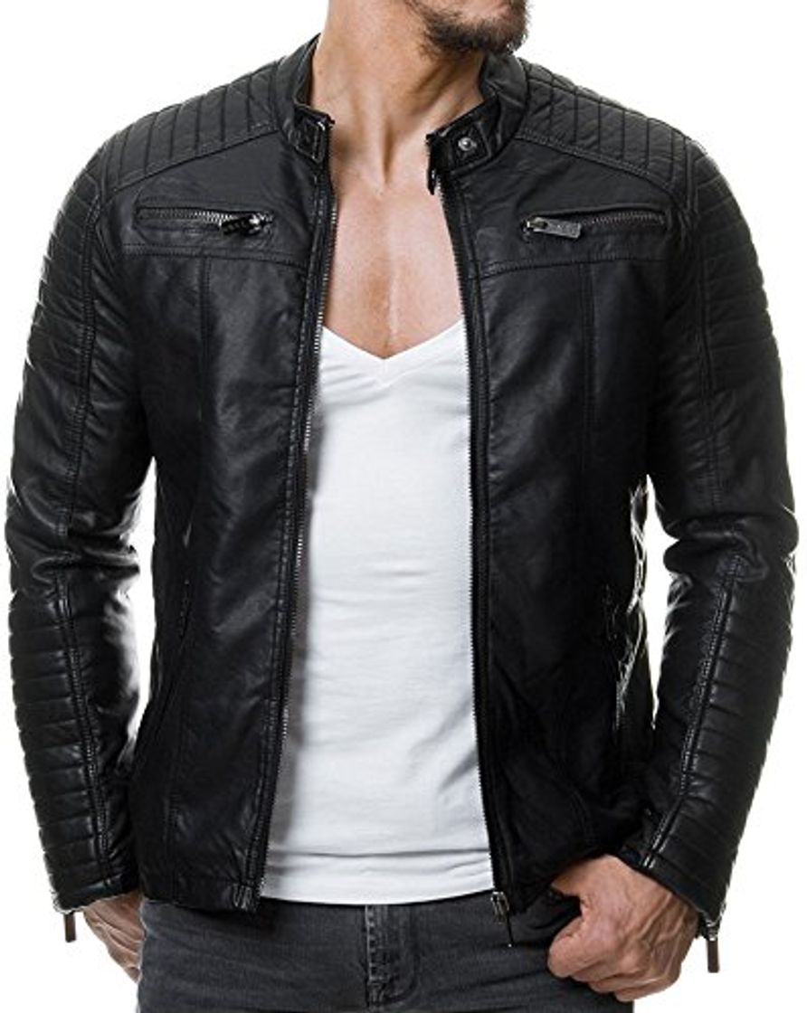 Moda Red Bridge Hombres Chaqueta de Cuero Sintética Casuales Algodón Cuero Real Moda