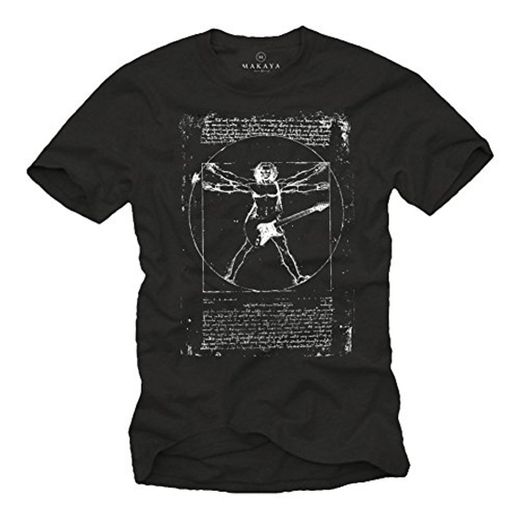 Camiseta con Guitarra Electrica DA Vinci Rock Hombre Negro M