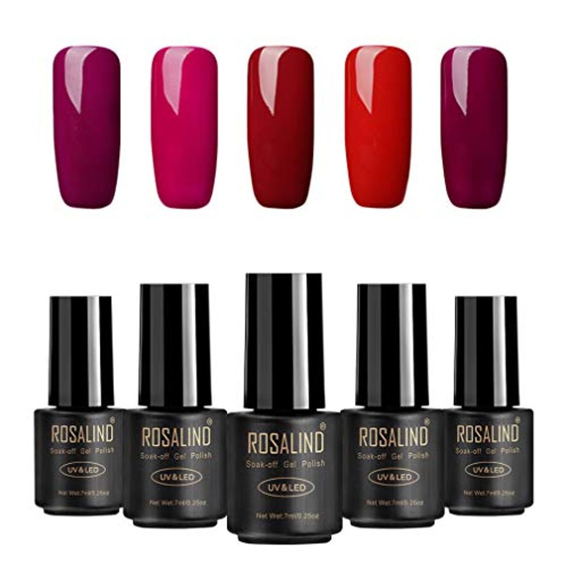 Social Juego de 5 esmaltes de uñas de gel de color rojo serie