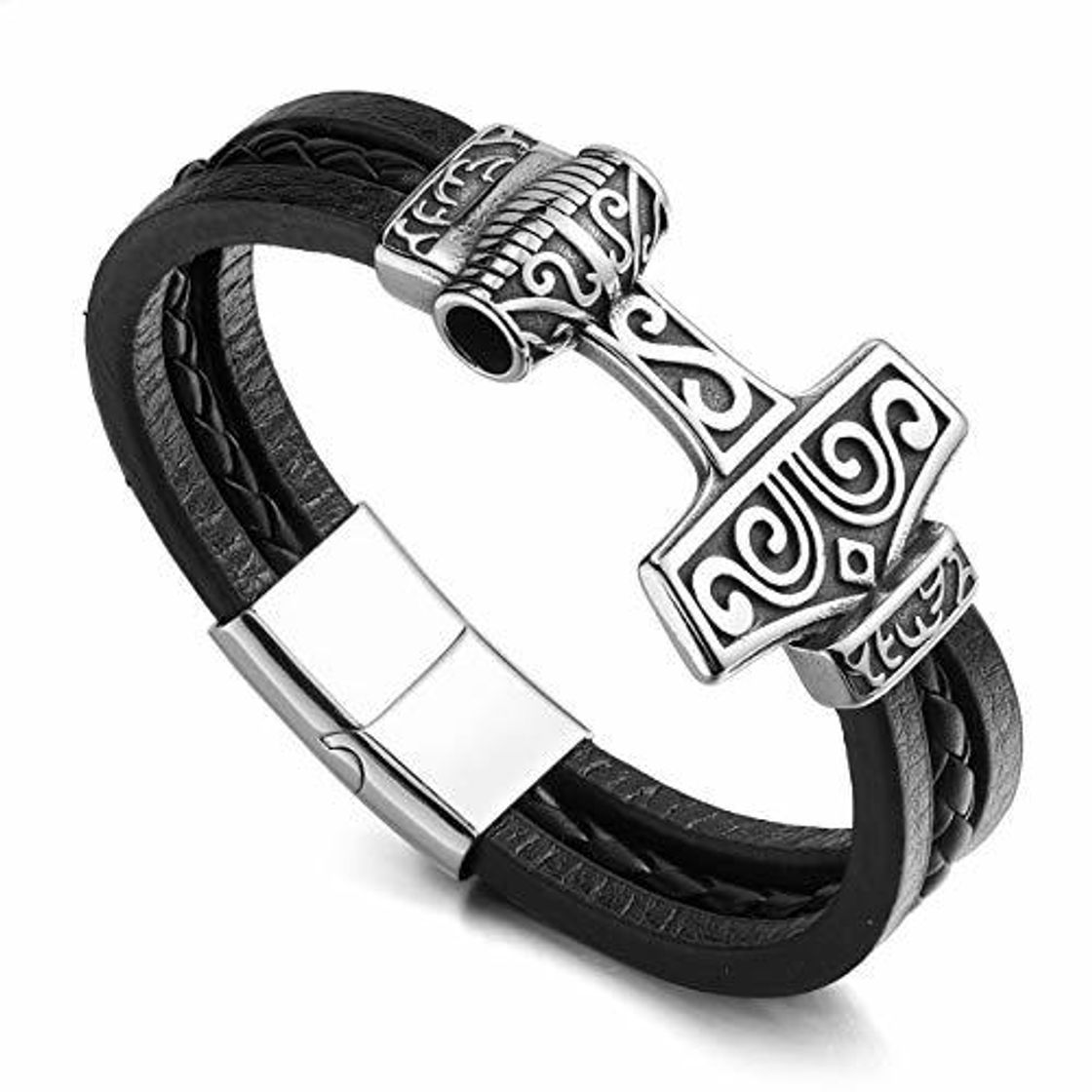 Social PiercingJak Pulsera de piel auténtica trenzada para hombre