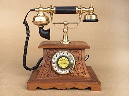 Madera Teléfono Vintage envejecido Maharaja estilo Rotary Dial