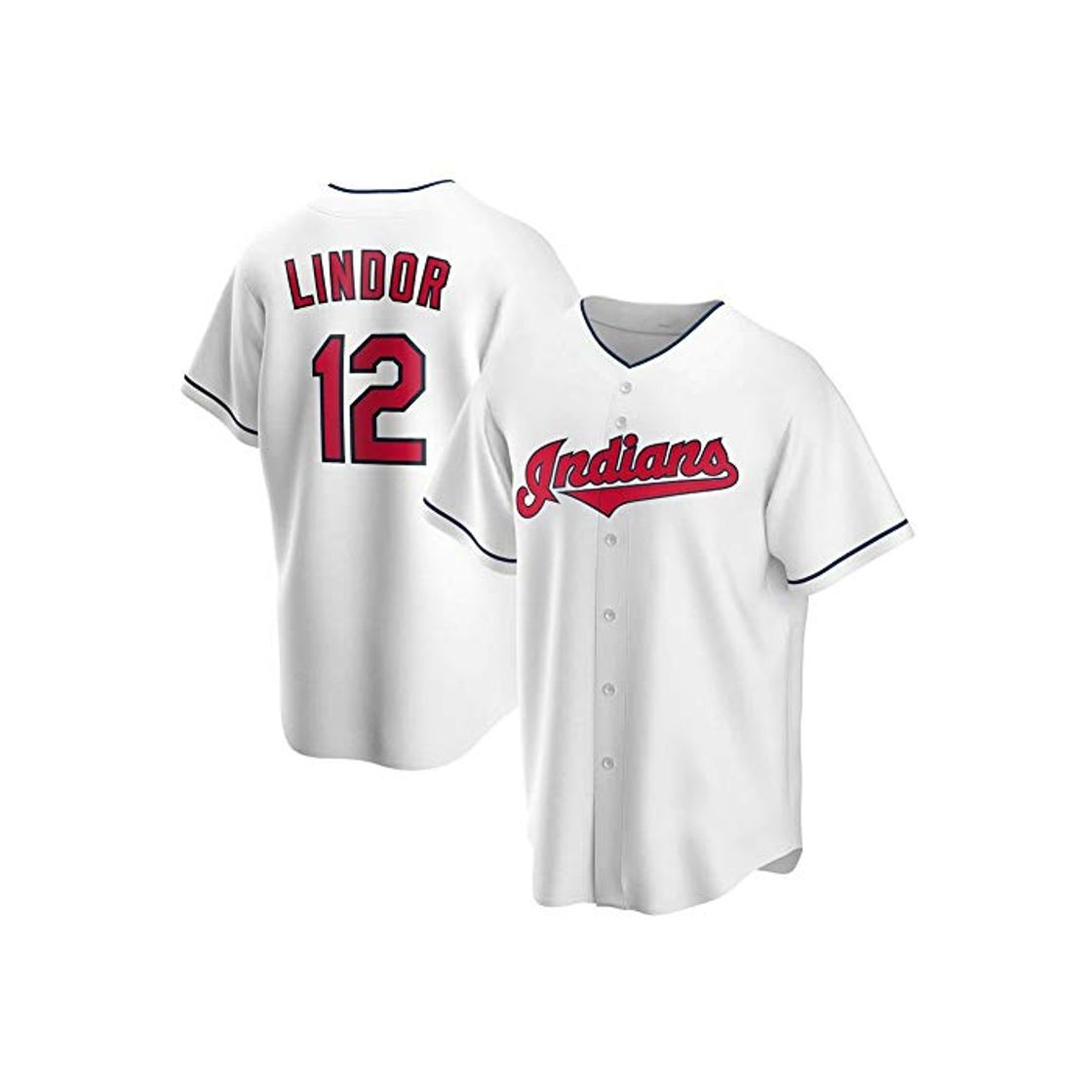 Moda Jersey de béisbol Cleveland # 12 Lindor para Hombres