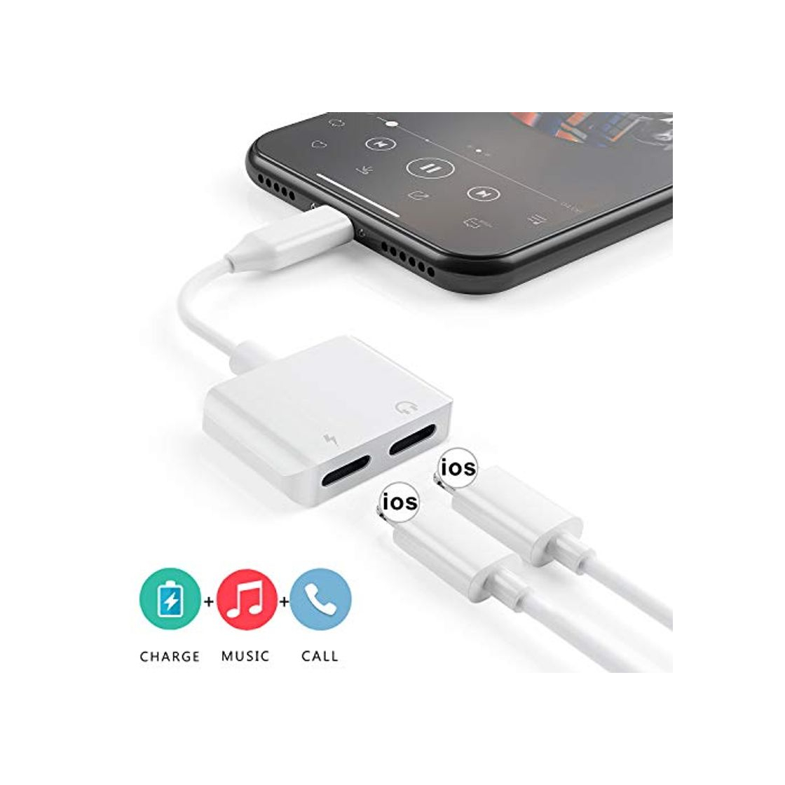 Productos Adaptador de Conector de Auriculares para iPhone 7 Cable de Audio AUX