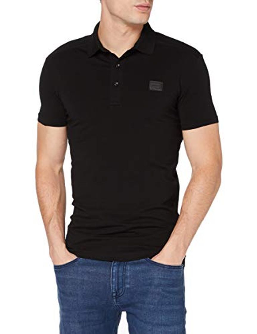 Lugares Antony Morato Polo Sport Slim con Placchetta, Negro