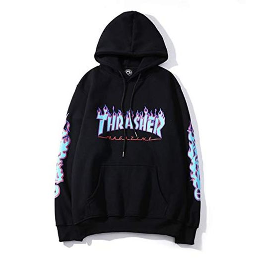 CLST Thrasher Sudadera con Capucha y Estampado de Llamas Sudaderas Hip Hop