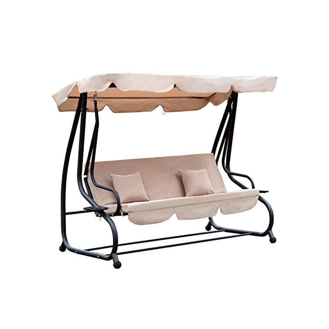 Producto Outsunny Columpio Balancín Jardín 3 Plazas Convertible en Cama Techo Parasol Regulable