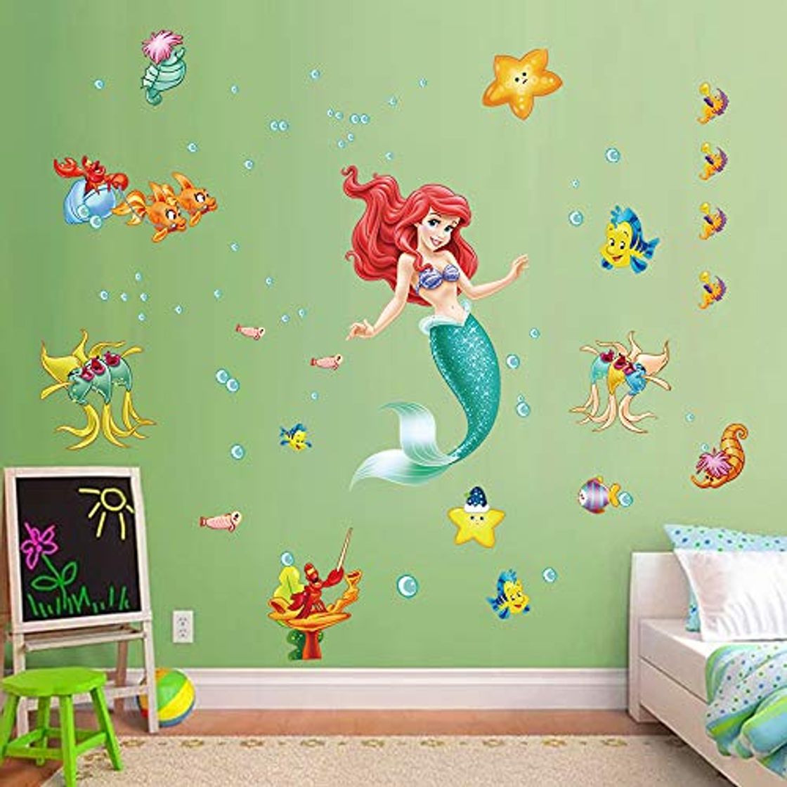 Producto decalmile Pegatinas de Pared Sirena Ariel Vinilos Decorativos Princesa Mundo Submarino Adhesivos Pared Habitación Niña Bebés Infantiles Niños Guardería Dormitorio Salón