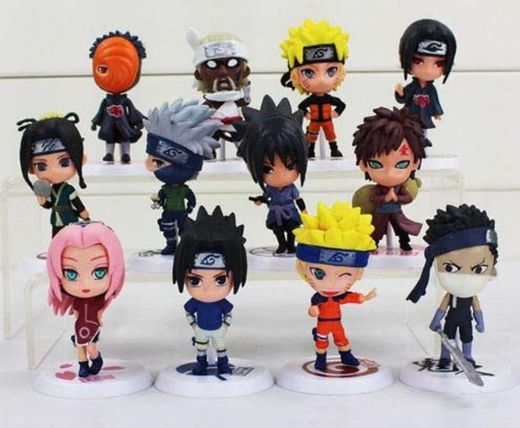 League Of Loveliness Lote 12 Figuras de Naruto Shippuden PVC Personajes Sasuke kawashi Sakura Gaara Itachi Obito Madara Killer Bee Mini 7cm