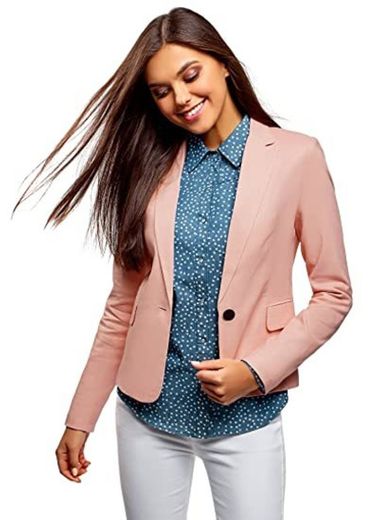 oodji Ultra Mujer Chaqueta Básica Ajustada, Gris, ES 42