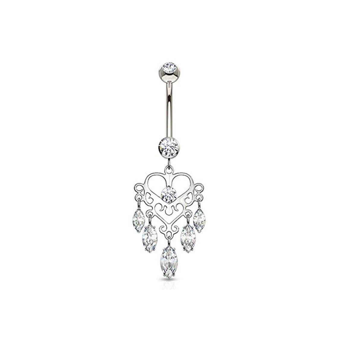 Fashion Piercing para ombligo de oro blanco – 1501