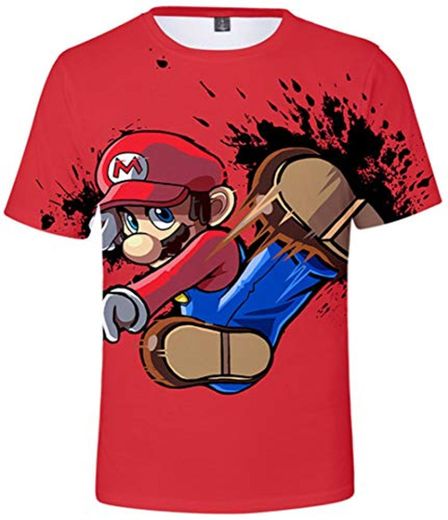 Silver Basic Camisetas de Moda Super Mario Game Tops Impresión 3D Camisas