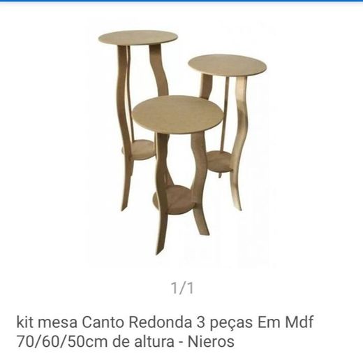 kit mesa Canto Redonda 3 peças Em Mdf 70/60/50cm de altura ...