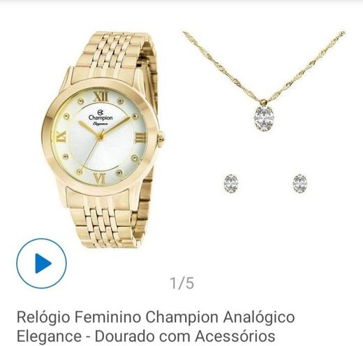 Relógio Feminino Champion Analógico Elegance - Dourado com ...