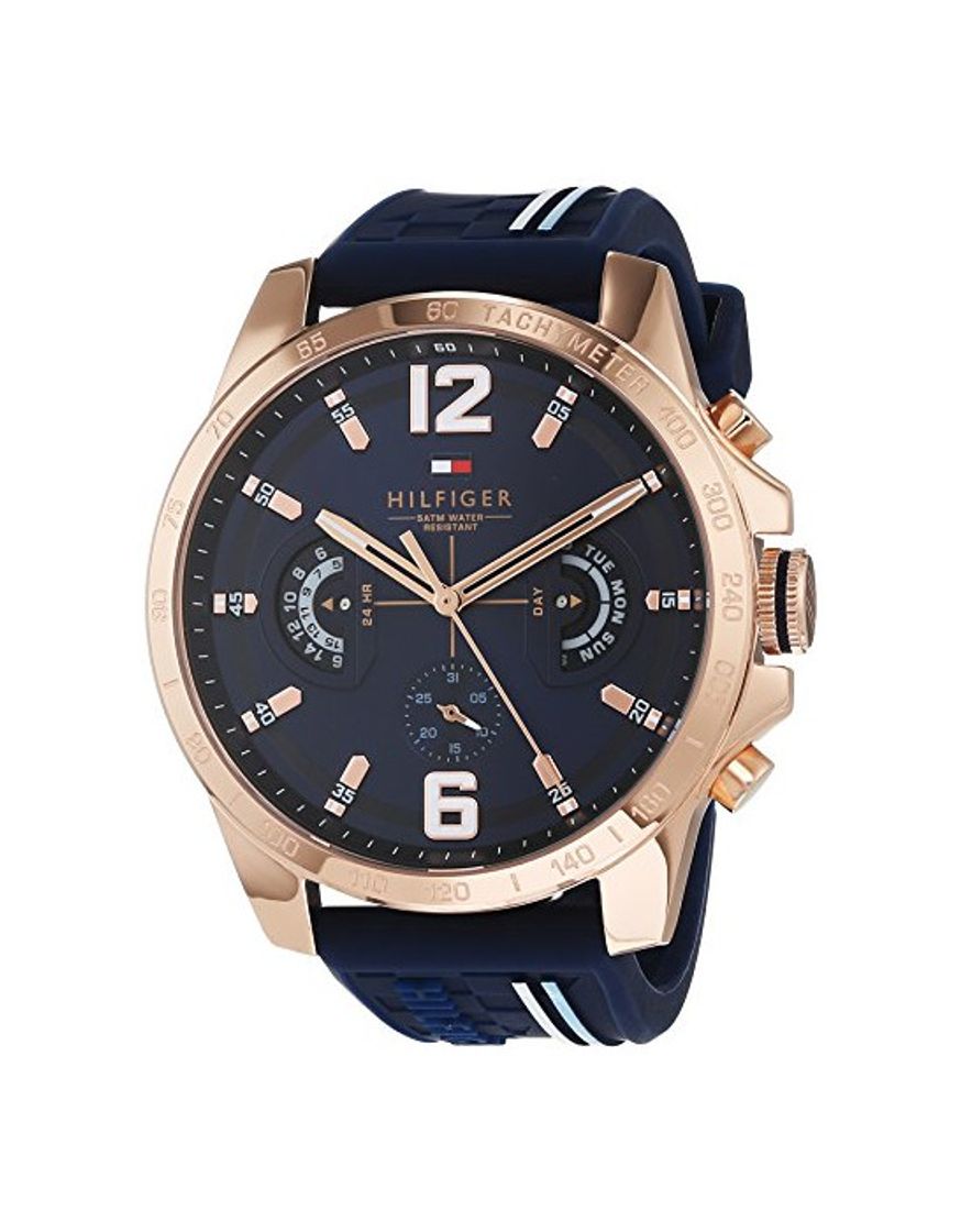 Social Tommy Hilfiger Reloj Multiesfera para Hombre de Cuarzo con Correa en Silicona