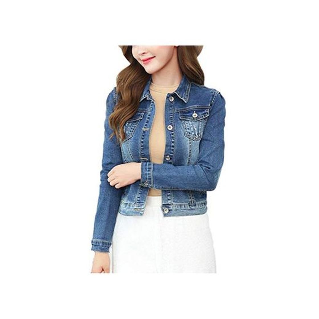 Product LaoZanA Mujer Chaqueta De Mezclilla Jean Abrigo Talla Grande Chaquetas Blazer Azul 5XL