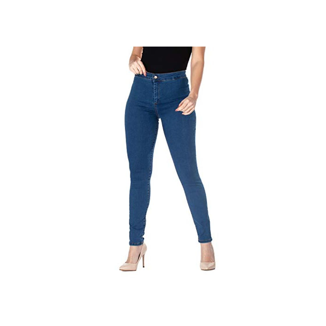 Fashion Jeggings de Cintura Alta para Mujer, Jeans Cómodos en Algodón Ultra Elástico,