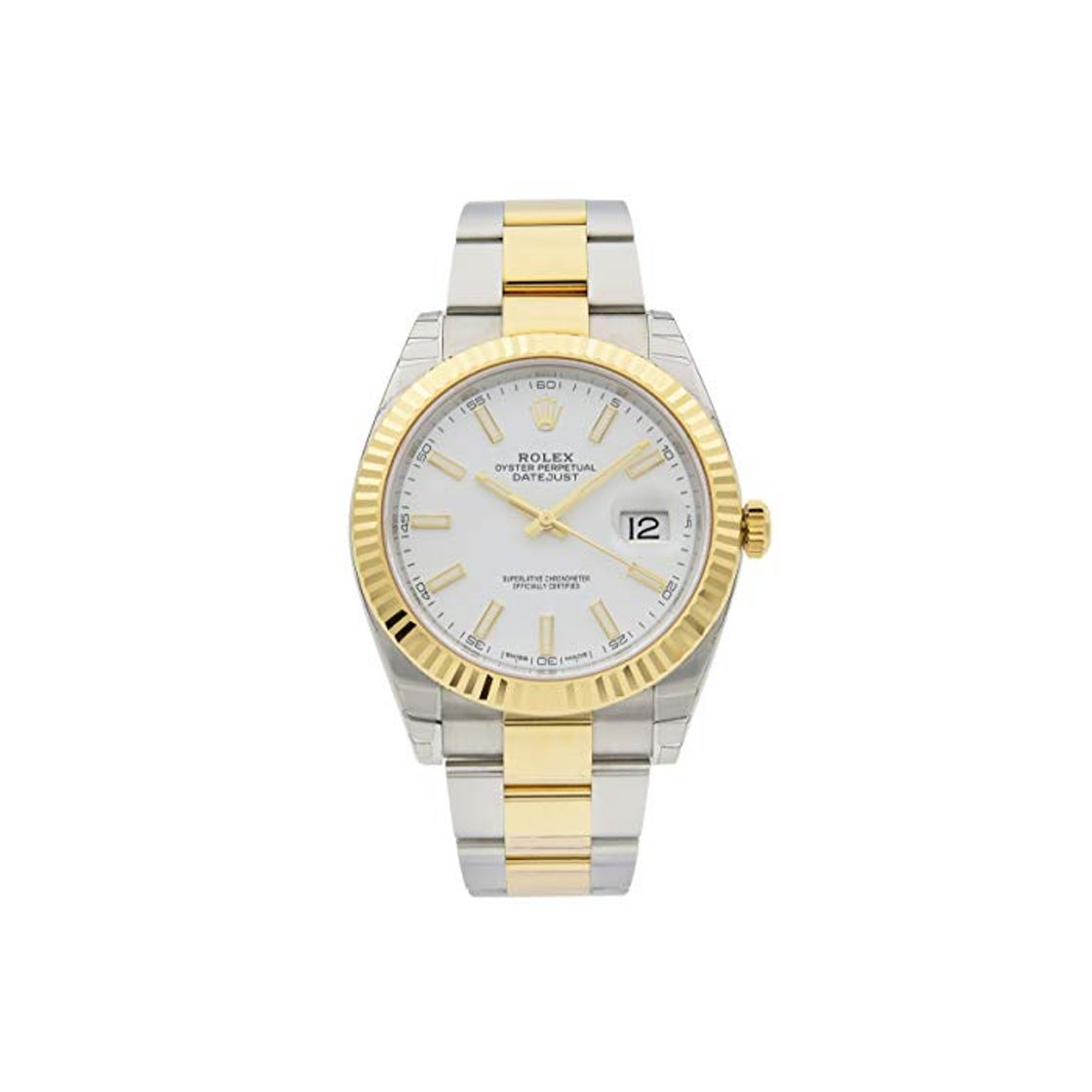 Fashion Rolex Datejust 41 blanco Dial Acero y 18 K amarillo oro ostra Mens Reloj 126333 WSO