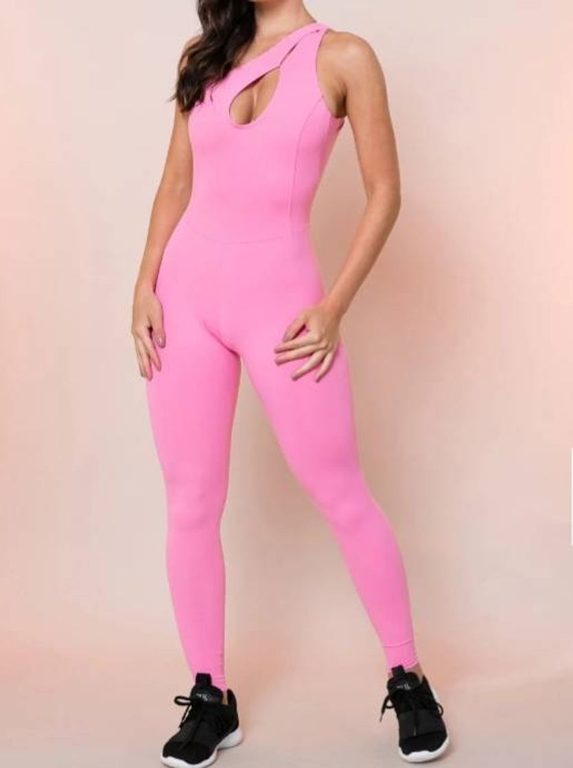 Moda Macacão comprido com alças cruzadas rosa chiclete básico ...