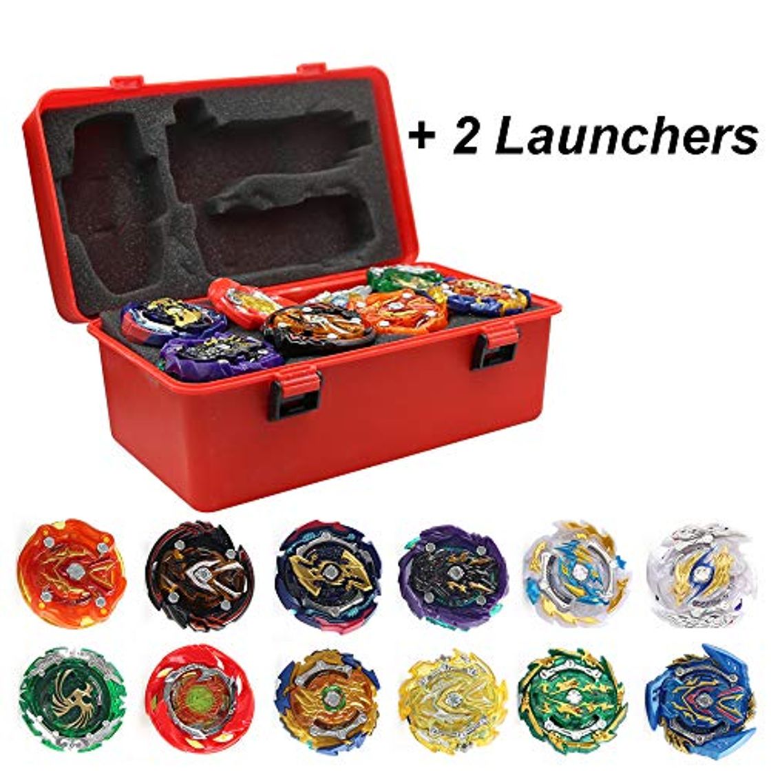 Social 3T6B 12 Piezas Peonzas Juguetes Conjunto con Estuche Portátil, Gyro Spinner con
