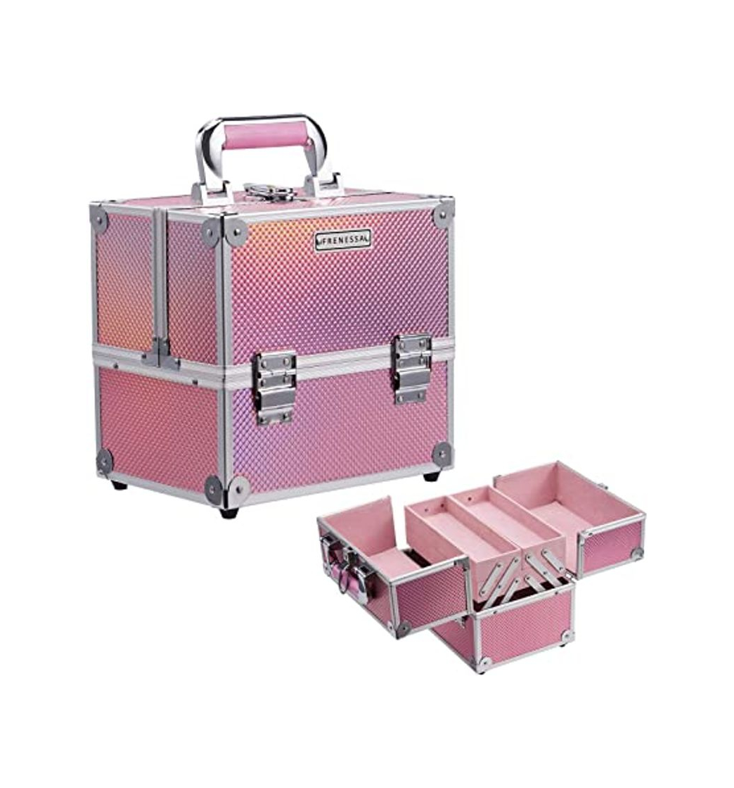 Moda Maletin Maquillaje Profesional con Espejo Neceser Maquillaje Organizador Estuche Maquillaje Joyero Organizador Mujer Maletin de Manicura Maletin Peluqueria Caja Maquillaje Cosméticos de viaje Rosa