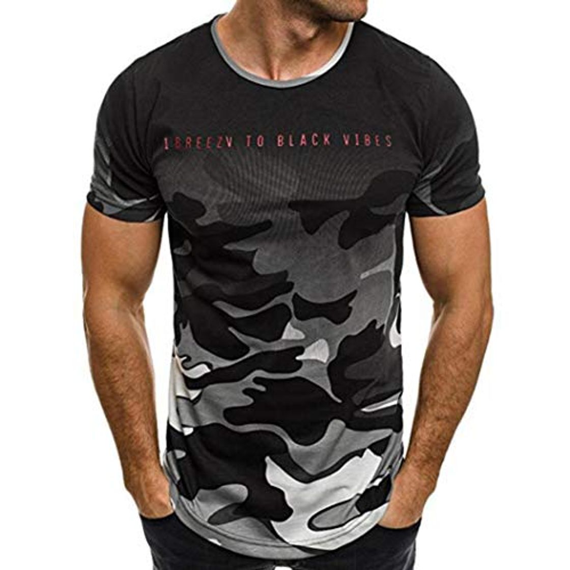 Moda JURTEE Camiseta De Camuflaje Hombre Militares Cuello Redondo Remera Deporte Camisa De Manga Corta Slim Fit Casual Tops Blusa